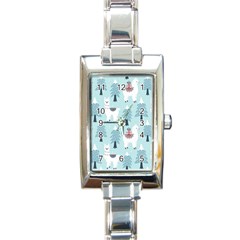 Christmas-tree-cute-lama-with-gift-boxes-seamless-pattern Rectangle Italian Charm Watch by Grandong