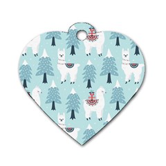 Christmas-tree-cute-lama-with-gift-boxes-seamless-pattern Dog Tag Heart (one Side)