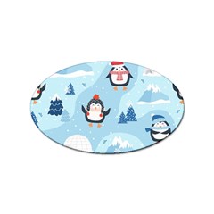 Christmas-seamless-pattern-with-penguin Sticker Oval (100 Pack) by Grandong