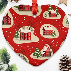 Christmas-new-year-seamless-pattern Heart Ornament (two Sides) by Grandong