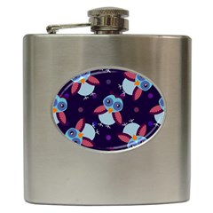 Owl-pattern-background Hip Flask (6 Oz) by Grandong