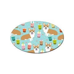 Welsh Corgi Boba Tea Bubble Cute Kawaii Dog Breed Sticker (oval) by Grandong