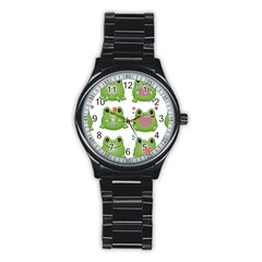 Kawaii-frog-rainy-season-japanese Stainless Steel Round Watch by Grandong