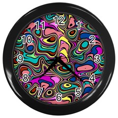 Bending Rotate Distort Waves Wall Clock (black) by Ravend