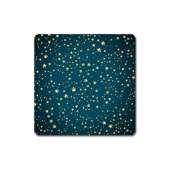 Star Golden Pattern Christmas Design White Gold Square Magnet by Vaneshop