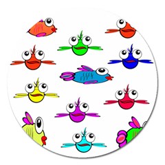 Fish Swim Cartoon Funnycute Magnet 5  (round) by Sapixe