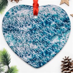 Summer Blue Ocean Wave Heart Ornament (two Sides) by Jack14