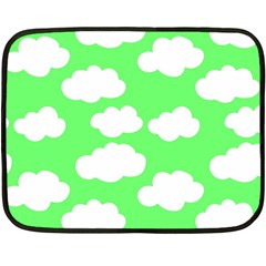 Cute Clouds Green Neon Two Sides Fleece Blanket (mini) by ConteMonfrey