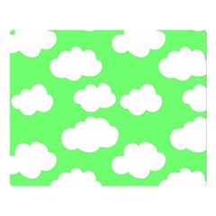 Cute Clouds Green Neon Two Sides Premium Plush Fleece Blanket (large) by ConteMonfrey