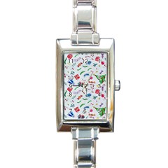 Illustration Christmas Pattern Rectangle Italian Charm Watch by Pakjumat