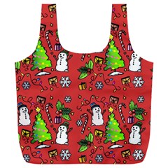 Santa Snowman Gift Holiday Full Print Recycle Bag (xxxl) by Pakjumat