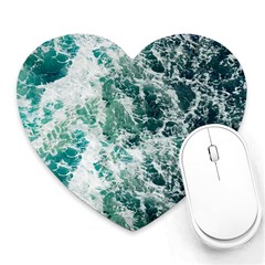 Blue Ocean Waves Heart Mousepad by Jack14