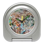 Green on ochre blend Travel Alarm Clock Front