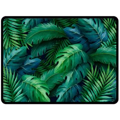 Tropical Green Leaves Background Fleece Blanket (large) by Amaryn4rt