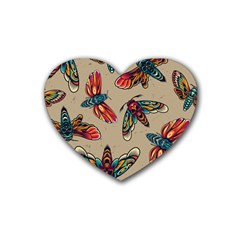 Tattoos Colorful Seamless Pattern Rubber Coaster (heart) by Amaryn4rt