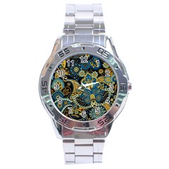 Retro Ethnic Background Pattern Vector Stainless Steel Analogue Watch by Amaryn4rt