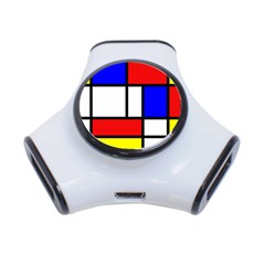 Mondrian-red-blue-yellow 3-port Usb Hub by Amaryn4rt