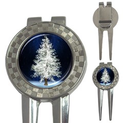 Tree Pine White Starlight Night Winter Christmas 3-in-1 Golf Divots by Amaryn4rt