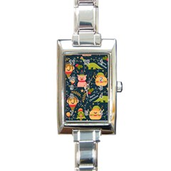 Colorful-funny-christmas-pattern Merry Christmas Xmas Rectangle Italian Charm Watch by Amaryn4rt