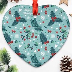 Seamless-pattern-with-berries-leaves Heart Ornament (two Sides) by Amaryn4rt