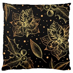 Christmas-pattern-with-vintage-flowers Large Premium Plush Fleece Cushion Case (two Sides)