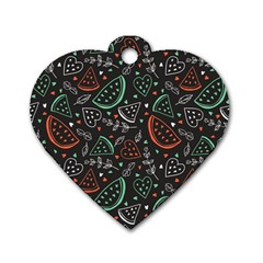 Seamless-vector-pattern-with-watermelons-mint -- Dog Tag Heart (two Sides) by Amaryn4rt