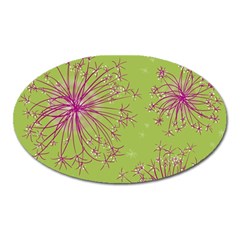 Dandelion Flower Background Nature Flora Drawing Oval Magnet by Pakjumat