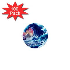 Storm Tsunami Waves Ocean Sea Nautical Nature 1  Mini Magnets (100 Pack)  by Pakjumat