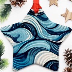 Pattern Ocean Waves Arctic Ocean Blue Nature Sea Star Ornament (two Sides) by Pakjumat