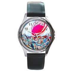 Artistic Psychedelic Art Round Metal Watch by Modalart