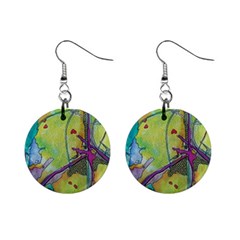 Green Peace Sign Psychedelic Trippy Mini Button Earrings by Modalart