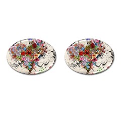 Valentine s Day Heart Artistic Psychedelic Cufflinks (oval)