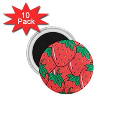 Texture Sweet Strawberry Dessert Food Summer Pattern 1 75  Magnets (10 Pack)  by Sarkoni