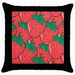 Texture Sweet Strawberry Dessert Food Summer Pattern Throw Pillow Case (black) by Sarkoni