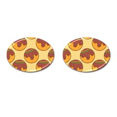 Takoyaki Food Seamless Pattern Cufflinks (oval)