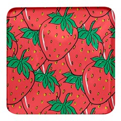 Texture Sweet Strawberry Dessert Food Summer Pattern Square Glass Fridge Magnet (4 Pack) by Sarkoni