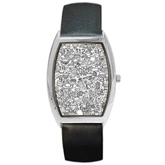 Food Doodle Pattern Barrel Style Metal Watch