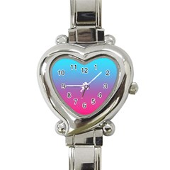 Blue Pink Purple Heart Italian Charm Watch by Dutashop