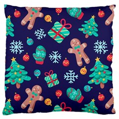 Christmas Texture New Year Background Trees Retro Pattern Large Premium Plush Fleece Cushion Case (two Sides)