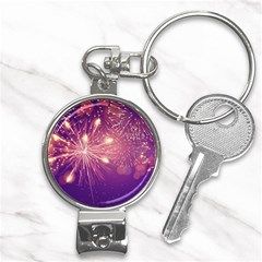 Fireworks On A Purple With Fireworks New Year Christmas Pattern Nail Clippers Key Chain by Sarkoni