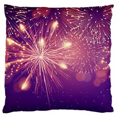 Fireworks On A Purple With Fireworks New Year Christmas Pattern Large Cushion Case (one Side)