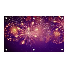 Fireworks On A Purple With Fireworks New Year Christmas Pattern Banner And Sign 5  X 3  by Sarkoni