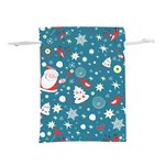 Christmas Pattern Santa Blue Lightweight Drawstring Pouch (S) Front