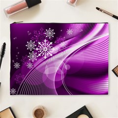 Purple Abstract Merry Christmas Xmas Pattern Cosmetic Bag (xl)