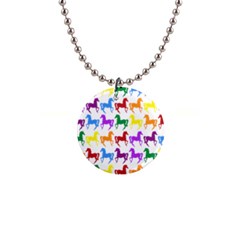 Colorful Horse Background Wallpaper 1  Button Necklace by Amaryn4rt