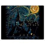 Castle Starry Night Van Gogh Parody Two Sides Premium Plush Fleece Blanket (Medium) 60 x50  Blanket Front