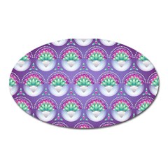 Background Floral Pattern Purple Oval Magnet by Amaryn4rt