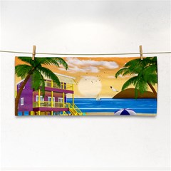 Vector Graphic Clipart Beach House Hand Towel by Sarkoni