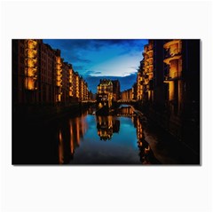 Hamburg City Blue Hour Night Postcards 5  X 7  (pkg Of 10) by Amaryn4rt