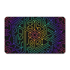 Circuit Hexagonal Geometric Pattern Background Pattern Magnet (rectangular)
